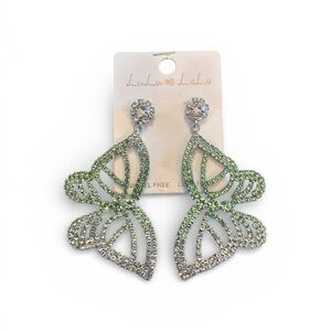 Lulu Lala Green and Silver Butterfly Earrings